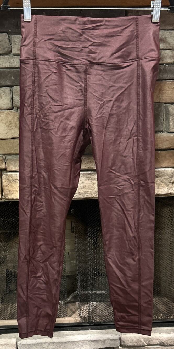 Women’s SWEATY BETTY Merlot Faux Leather 7/8 Length Leggings Size S *D1